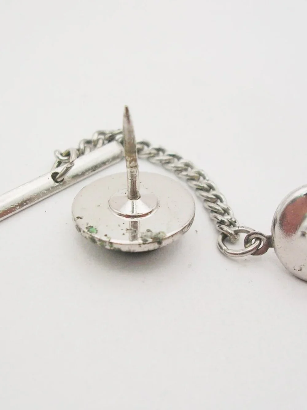 Vintage Tie Tack Pin with Chain Black Sodalite Gemstone classic Men Formal Wear